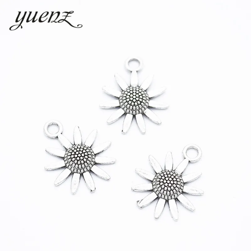 

YuenZ 15pcs Antique silver sunflower Charms Pendants DIY Jewelry for Necklace Bracelet Making Accessaries 23*19mm Q1125