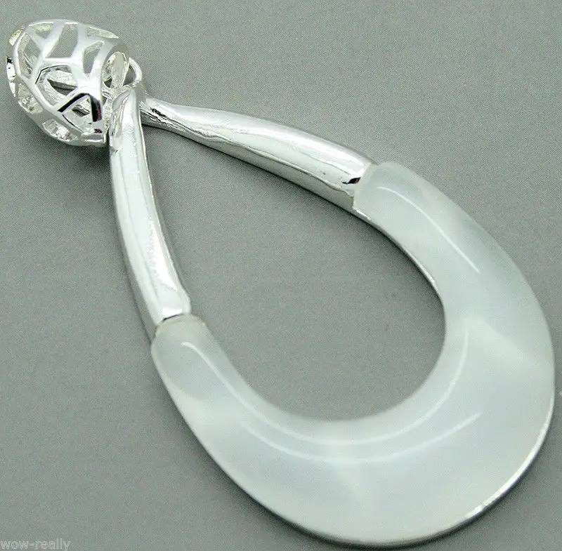 1 шт. 50X28 мм белый камень кошачий глаз опал серебро 925 пробы кулон ювелирные