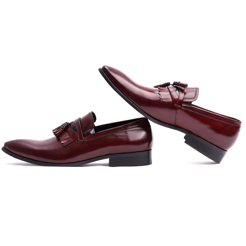 Spitz Leder Männer Qualität Schwarz On Business 100 Marke Red Formale Herren Echtem Mode Männlichen wine Black Slip Hohe Schuhe wxEzqSgtg