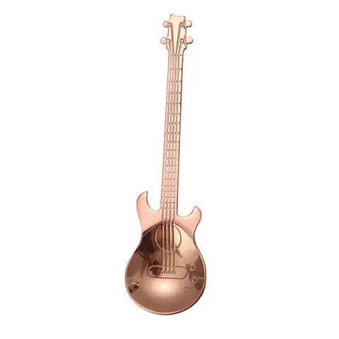 Stainless Steel Cartoon guitar Spoon Creative Milk Coffee Spoon Ice Cream Candy Teaspoon accessories