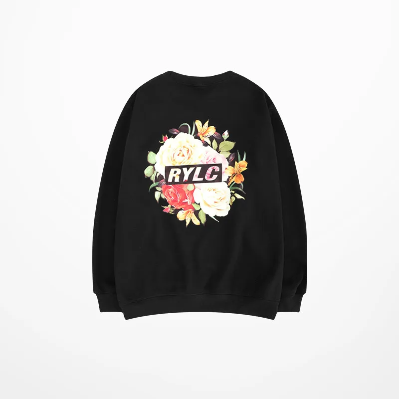 Ins Hoodies Men And Women Oversize Tide Brand Rylc Flower Print Harajuku Fleece Cotton Justin Bieber Sweatshirt Men