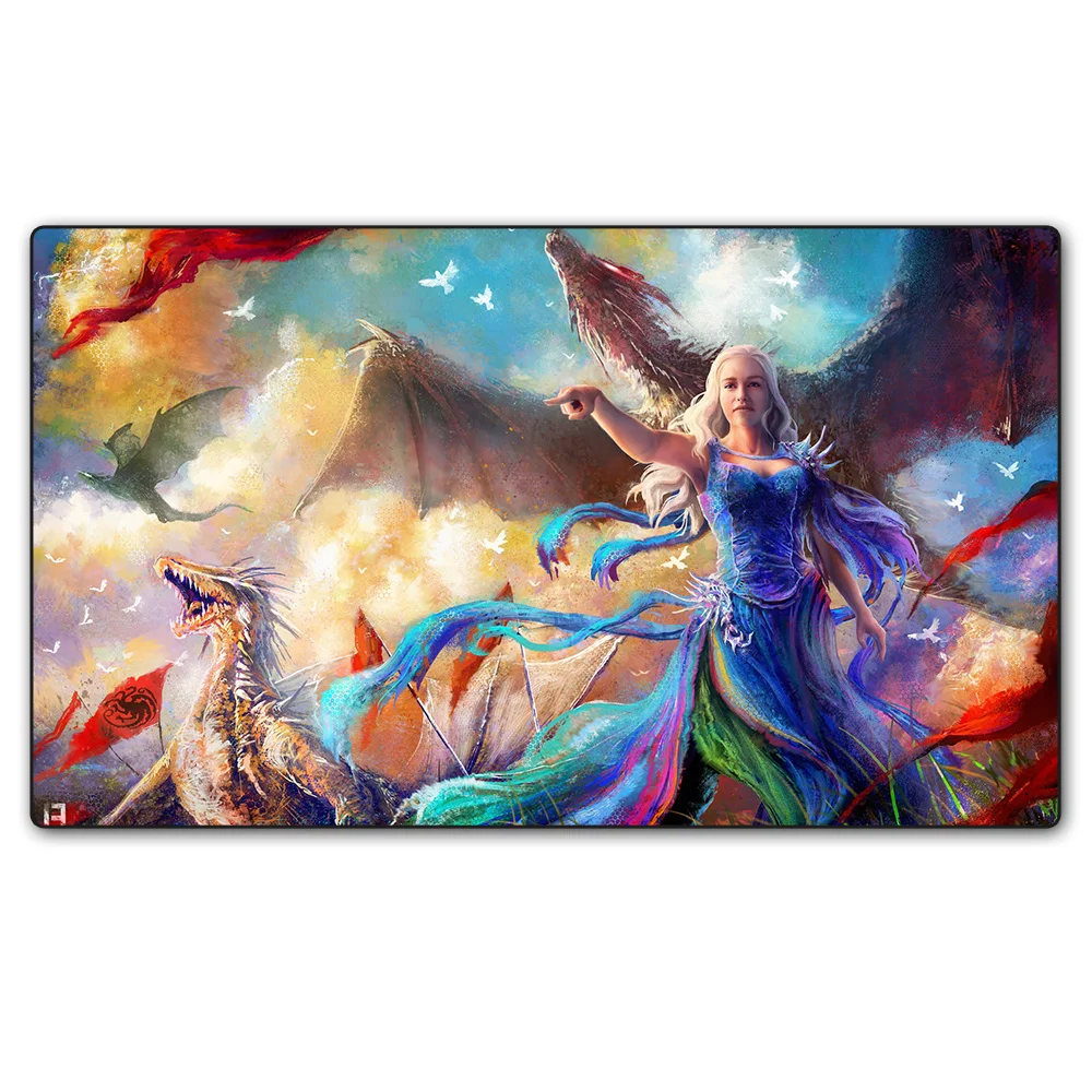 

Custom Playmat Game of Thrones Fan Art Daenerys Targaryen Playmat, Mother of Dragons Big Mouse Pad With Gift Bag 35x60 cm