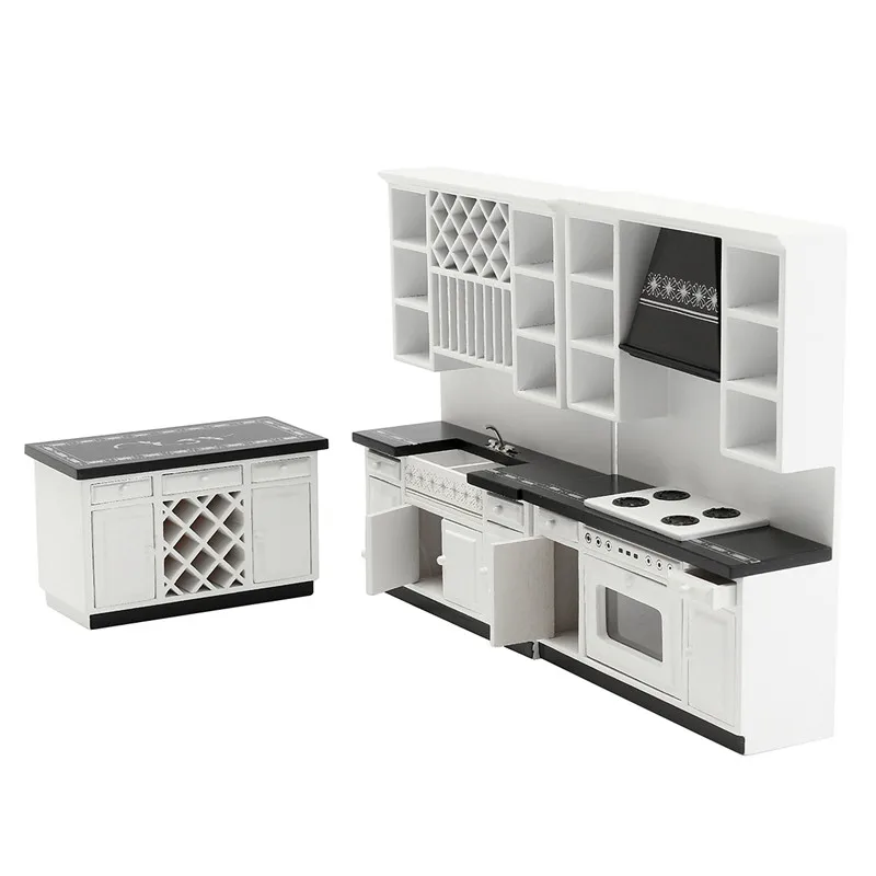 

DIY Dollhouse Miniature Kitchen Furniture White Wooden Cabinet Cupboard Kit 1:12 Best Decor Gift For Doll house Children Toys