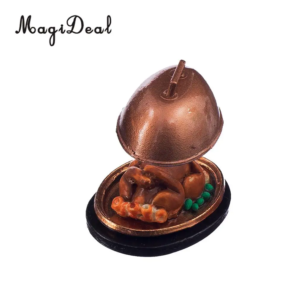 MagiDeal High Simulation 1Pc 1/12 Scale Dollhouse Miniature Food Christmas Turkey W/Lid for Child Kitchen Pretend Play Game Gift