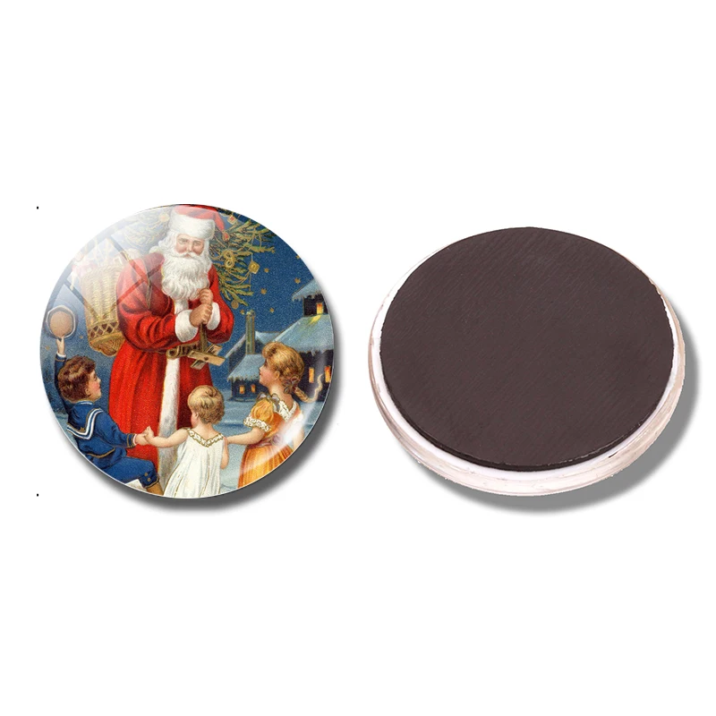 Мультяшный Санта 30 мм магнит на холодильник Рождество Xmax подарок на год стеклянный купол магнитные наклейки на холодильник держатель для заметок домашний декор
