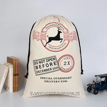 

Free Shipping+Wholesale Large Canvas Santa Sack Color Elk Organic Heavy Canvas drawstring Bag,100pcs/lot