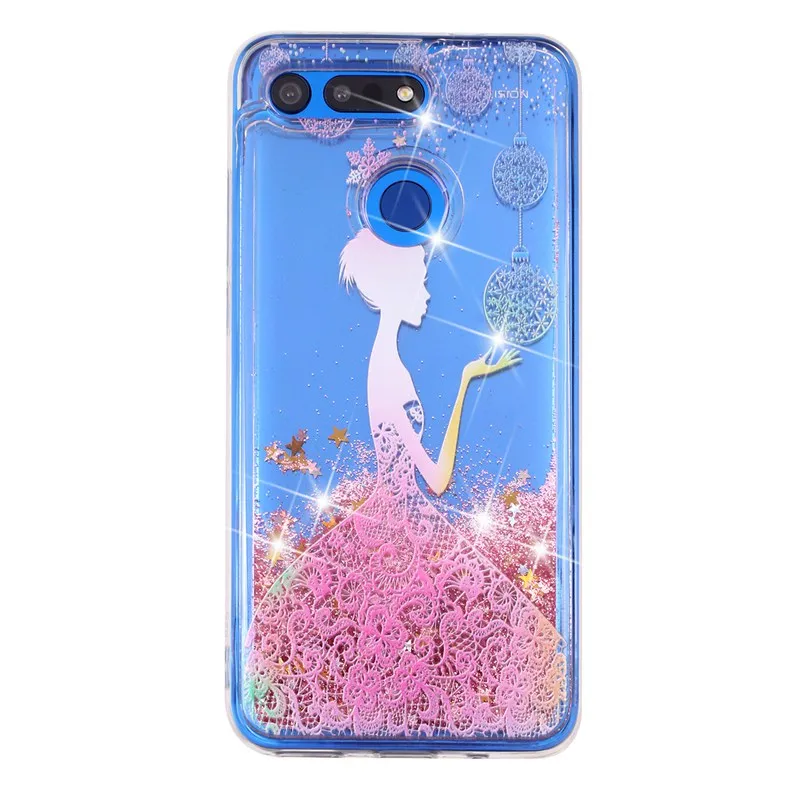 Phone Case For Huawei Honor V20 Protective Shell Glitter Shine Quicksand Shockproof Transparent Cute Back Cover Soft TPU |
