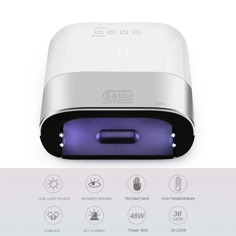 

Smart Sun3 48W UV LED Nail Lamp Memory Invisible Digital Timer Display Nail Drying Machine R&life 36 leds Nail dryer gel light