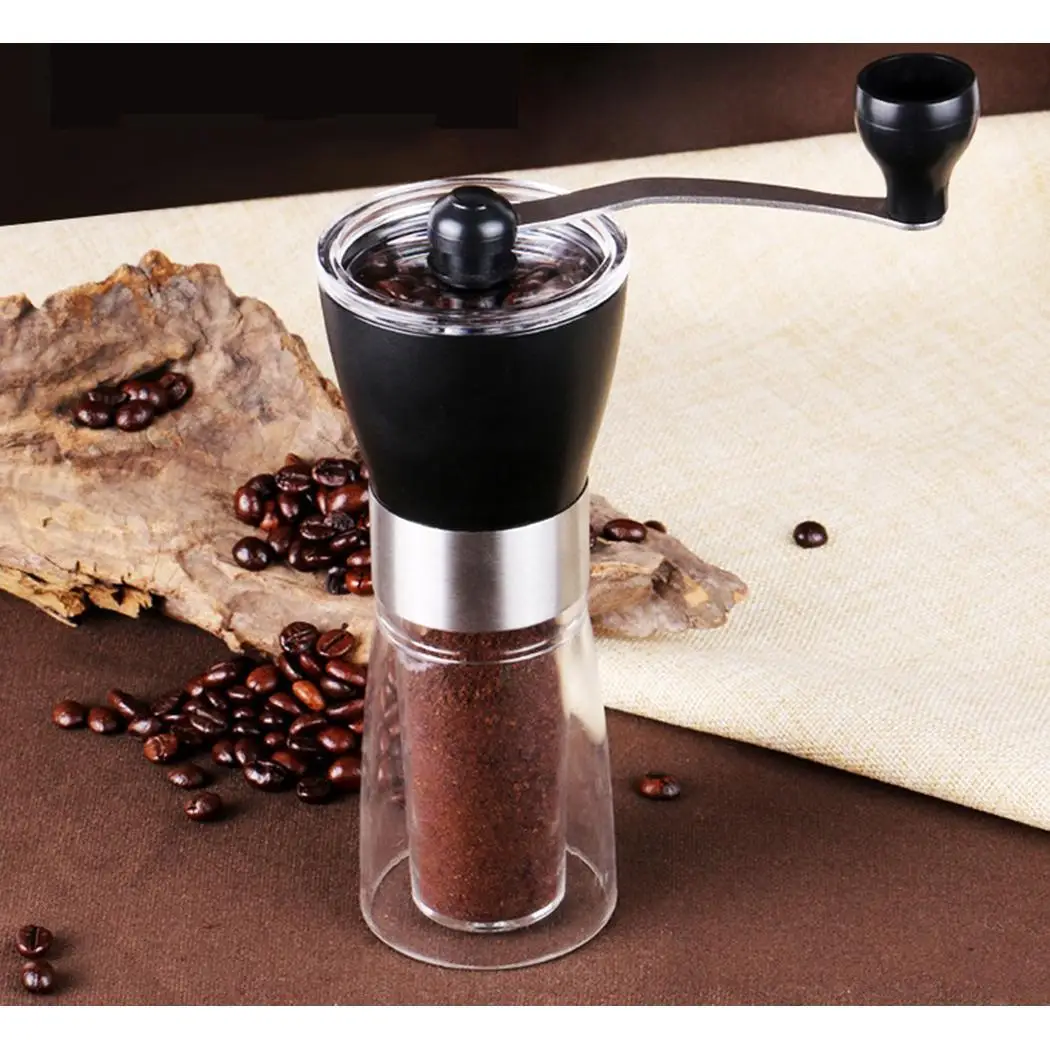 

Precision Manual Coffee Grinder: Conical Ceramic Burr Mill - Brushed Nickel Home Coffee Maker