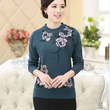 Лидер продаж осень-зима женские модные цветочные длинным рукавом Круглый Средства ухода за кожей Шеи толстый свитер