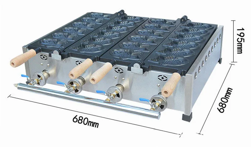 BEIJAMEI самый популярный сжиженный газ Рыба Форма Taiyaki машина Двойная пластина 12 шт. Коммерческая газовая рыба Taiyaki вафельница