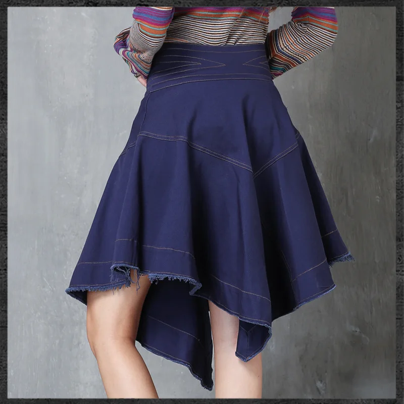 Для женщин юбка sipaiya осень-зима хлопок saias Асимметричный джинсовая юбка Винтаж юбка женский элегантный saias x2215