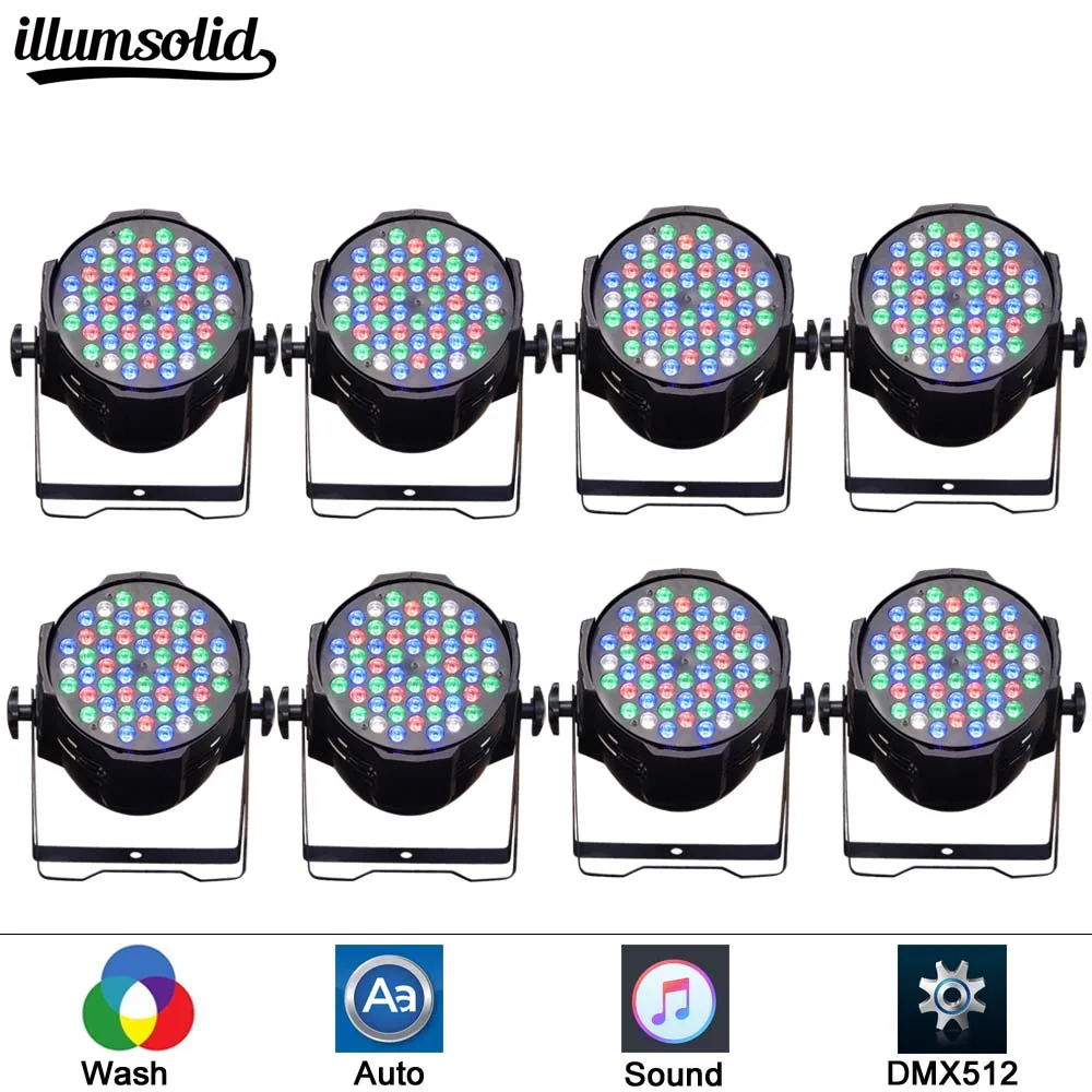 

8pcs/lot 54X3W Wash light Projector RGB Stage Lighting effect Lamp Light Music Christmas KTV Party