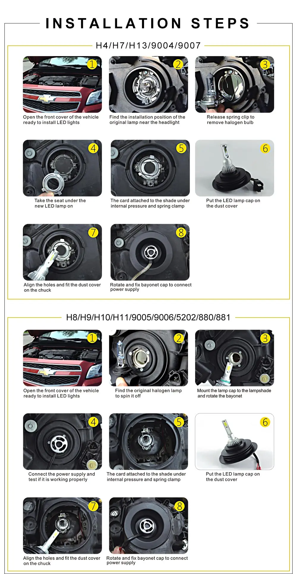 C6S 72W фары для 8000LM H1 H3 H4 H7 H8 H9 H11 H13 HB3 HB4 9004 9005 9006 9007 880 Автомобильный светодиодный фары лампа Высокая Низкая 12V 24V белый 6000K