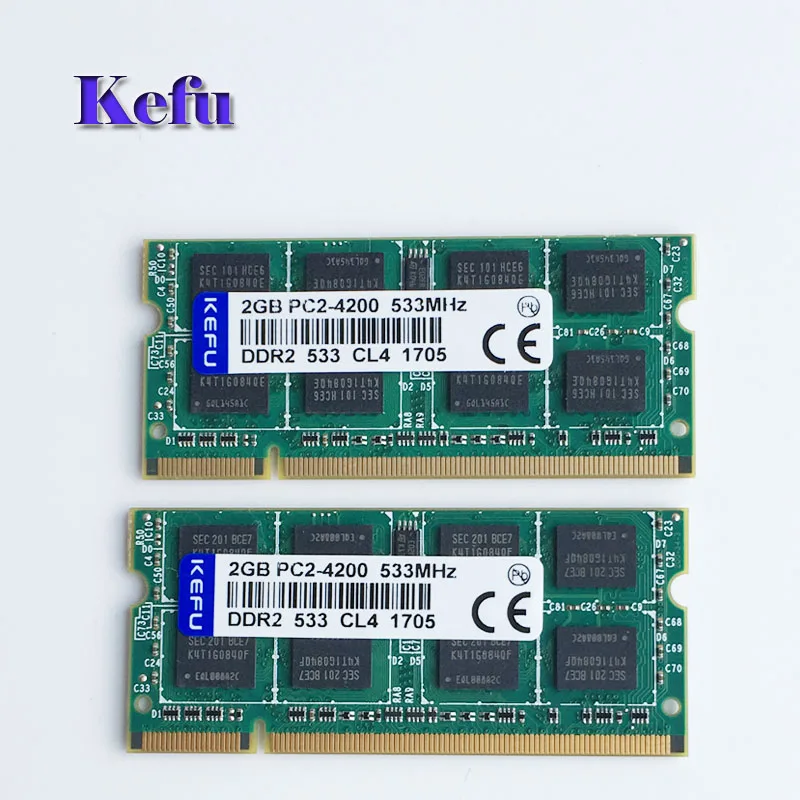 Prix 2 pcs 2x2 GB DDR2 533 PC2 4200 533 Mhz DDR2 Ordinateur Portable Mémoire SODIMM RAM Portable Non Ecc 200 broches Faible densité