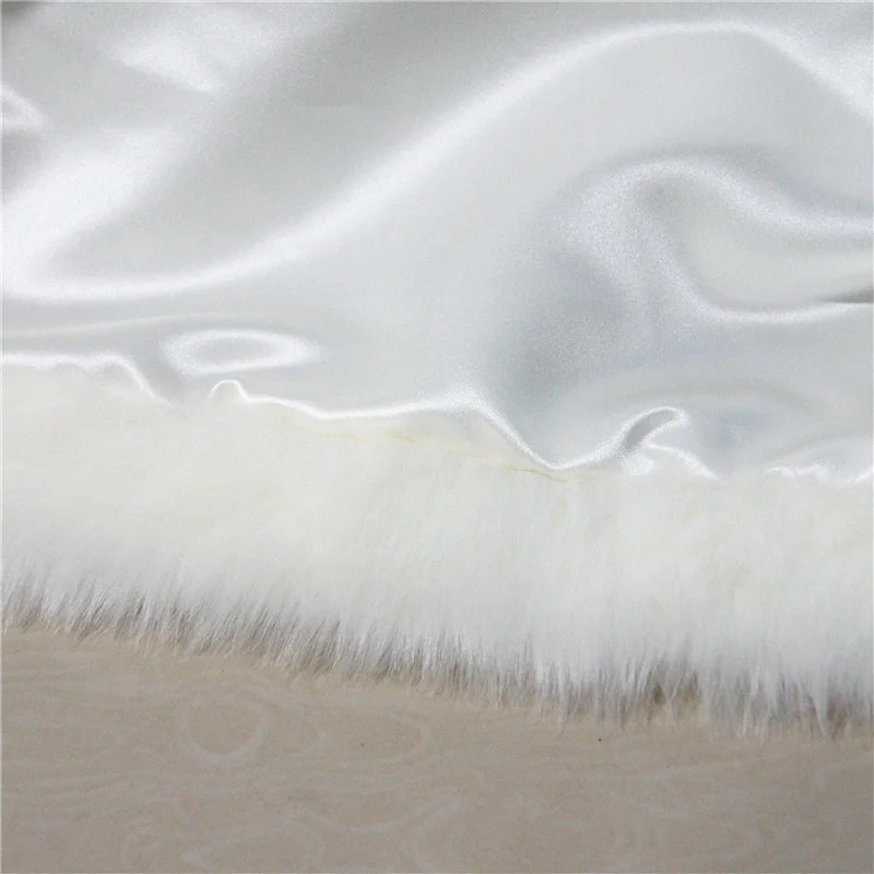 Bridal Winter Hooded Faux Fur Trim Satin Wedding Jacket Cloak Shawl Cape Mantles Wraps Elves Cape in White Ivory