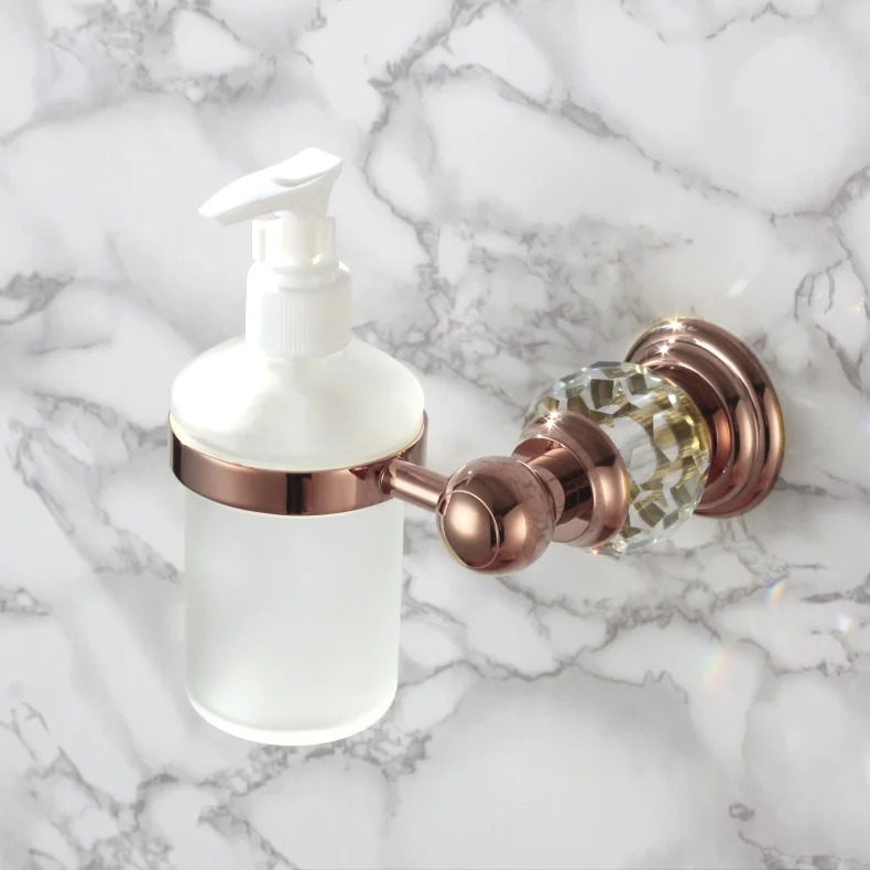^Cheap Luxury Crystal brass Liquid Soap Dispenser With Rose Gold Finish+Frosted Glass Container/bottle Bathroom products ^Cheap Luxury Crystal brass Liquid Soap Dispenser With Rose Gold Finish+Frosted Glass Container/bottle Bathroom products