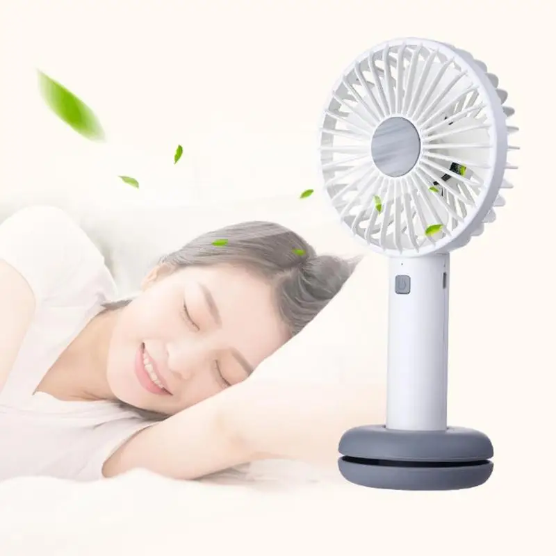 

Mini Handheld Fan USB Cooling Fan 3 Modes Speed Adjustable Ventilation Fan Ventilator with Cable Storage Base LED Light