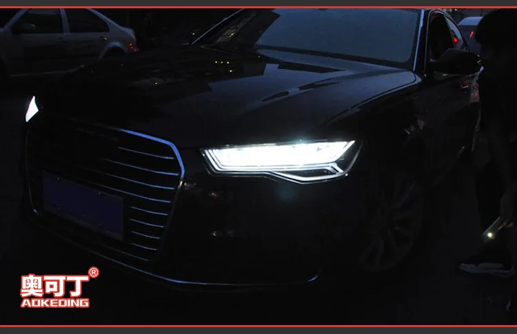 AKD автомобильный Стайлинг для Audi A6 фар 2013- Audi A6 светодиодный круглая фара-ореол ближнего света дальнего света DRL Биксеноновые линзы HID