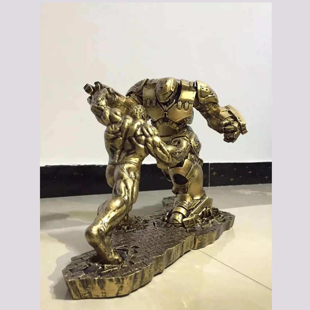 Limited-Quantity-2pcs-Set-Hulk-VS-iron-man-MK44-Statue-Finish-Painting-Resin-Staue-Action-Figure