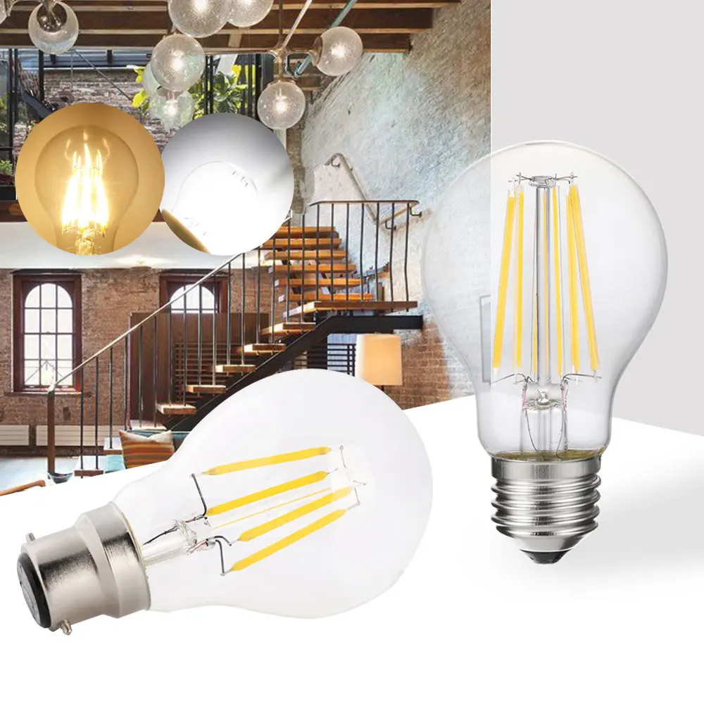 Dimmable B22 E27 E14 2/4/6/8W 12W LED Edison Retro Filament Light Lamp Bulb 