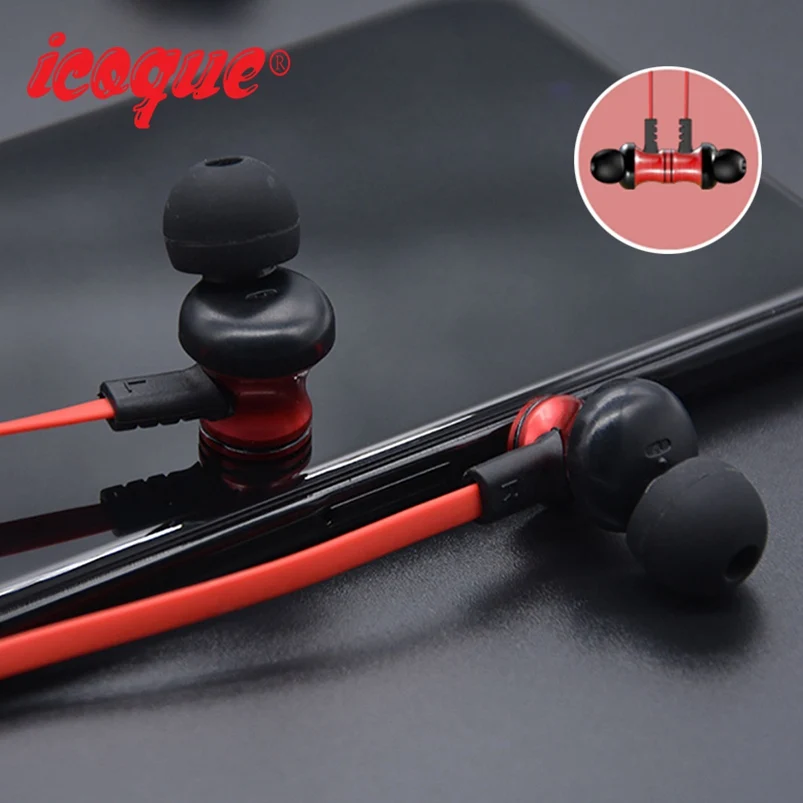 Спортивные bluetooth наушники Icoque магнитные Hifi стерео с микрофоном для телефона Xiaomi