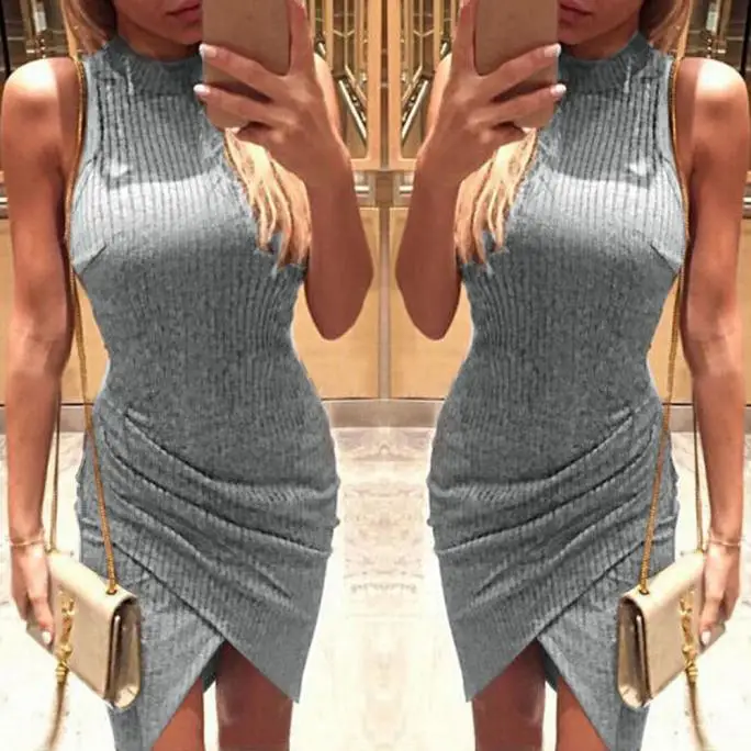 Womail vestido robe Women Irregular Perspective Sexy Sleeveless High Bodycon Dress Vestito sexy