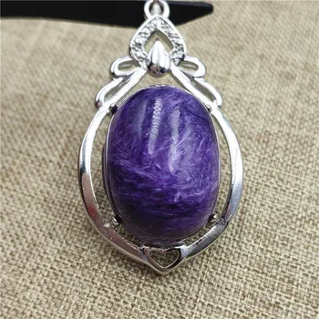 

Natural Purple Charoite Pendant Crystal Stone Men Woman Love Gift 925 Sterling Silver Necklace Pendant Jewelry 33x22mm Beads