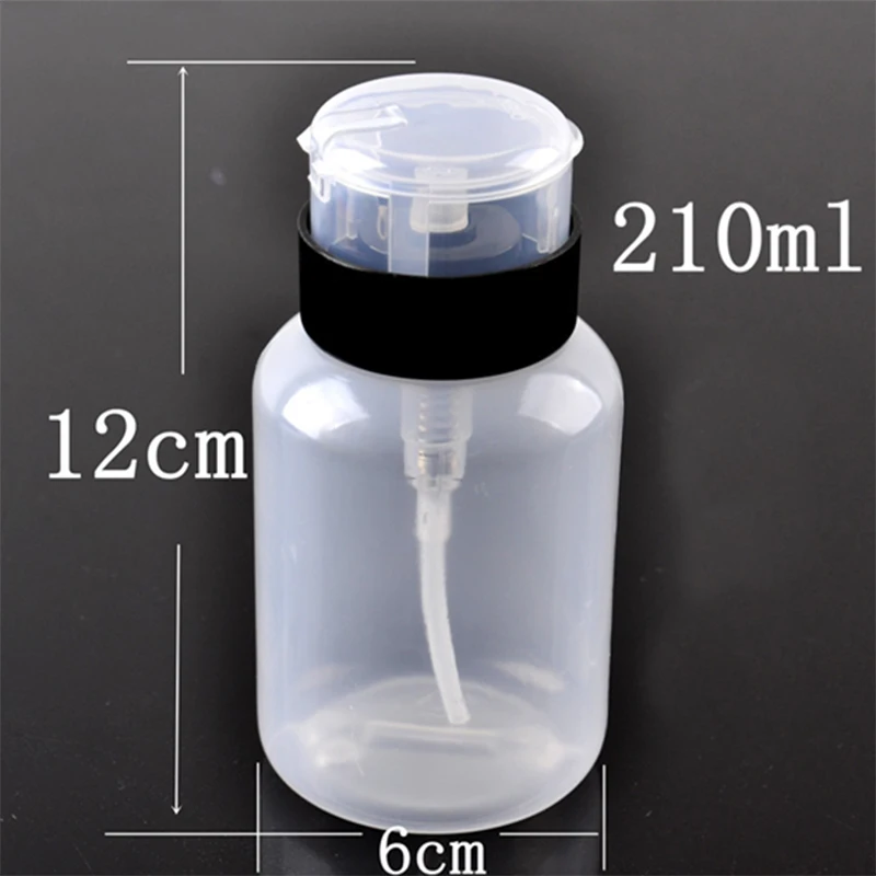 

ANGNYA 210ml Plastic Refillable Nail Polish Remover Bottle with Seal Lock, Pump Designed Pressed Leaking Protect Container S032