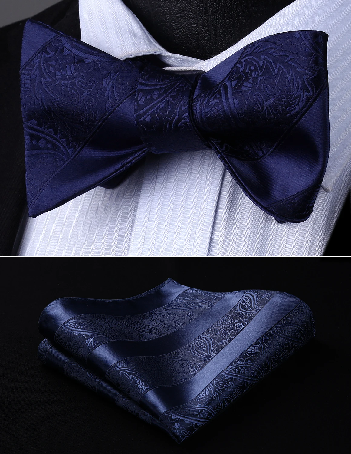 Мужской тканый Свадебный галстук-бабочка темно-синего и коричневого цвета с