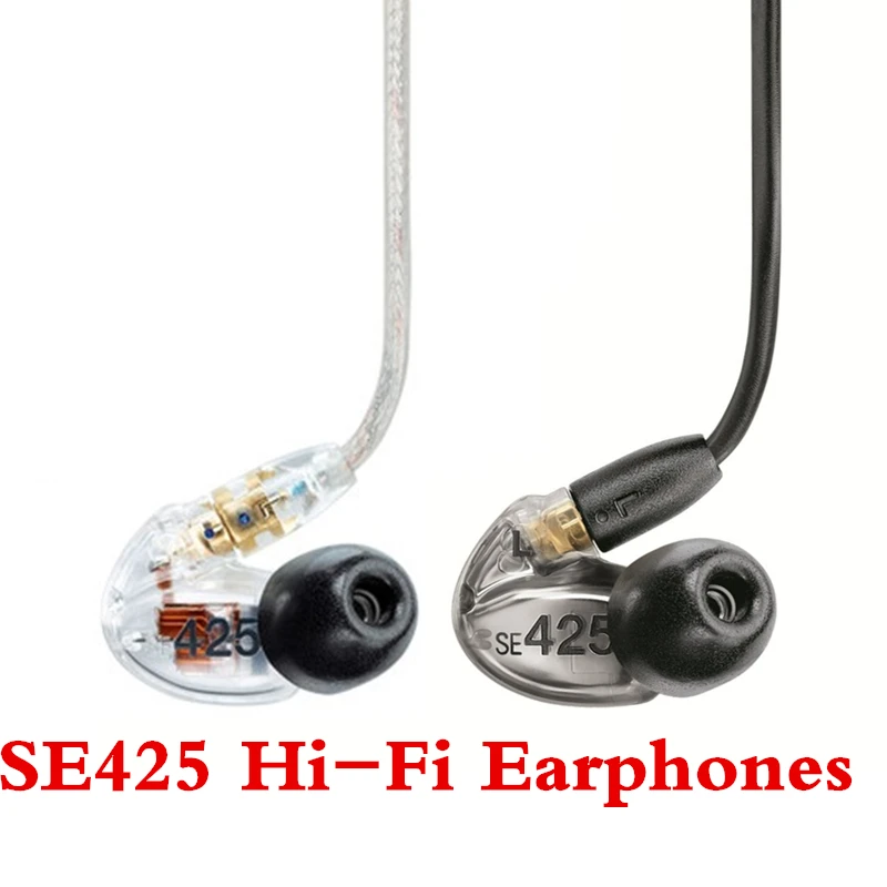 

Brand New 2 Colors SE425 Stereo Headset Noise Canceling 3.5MM In ear Headphones Separate Cable Earphones with Box PK SE535