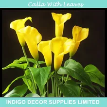 Calla Bouquet (18pcs Leaves+3pcs Flowers +Roots) Touch Flower Calla Wedding Flower Floral Even Party Table Flower Free Shipping