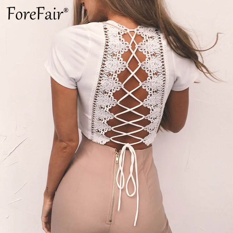 Forefair сексуальный укороченный топ со шнуровкой для женщин летняя женская