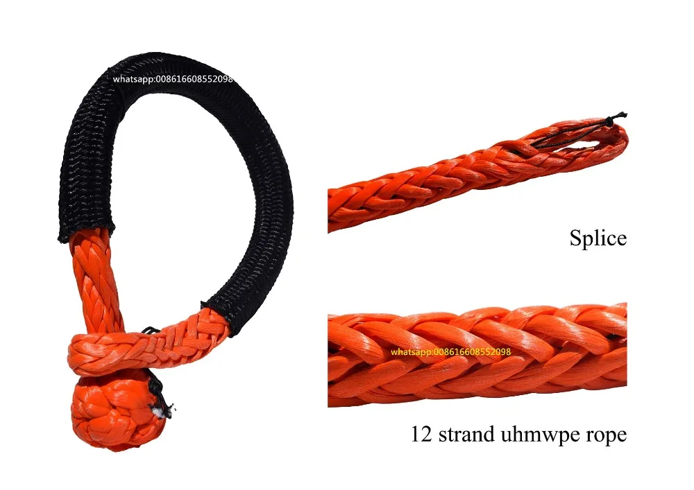 1/2inch Orange ATV Winch Shackle,Soft Shackles,12mm*125mm SK 75