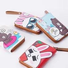 Милый кожаный кошелек для монет с кошкой, кредитная карта на молнии, маленькие женские кошельки, портативная модная цветная сумка для монет для девочек