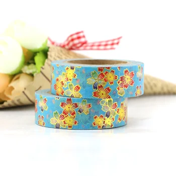 

New Flower Foil Washi Tape Japanese 10m Kawaii Scrapbooking Tools Masking Tape Christmas Photo Album Diy Decorative Tapes