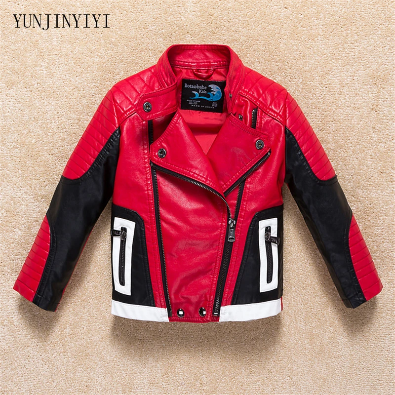 Comprar Chaqueta de niño 2018 otoño moda marca chaqueta de cuero niños invierno chaqueta de la diversión abrigo de manga larga de la motocicleta de los niños