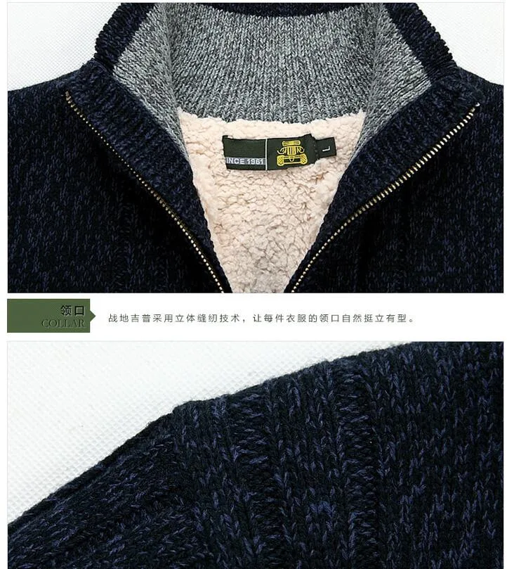 Новые однотонные молнии свитер высокого качества мужские толстый плюс бархат зима прямой заводская цена мода размер M-3XL