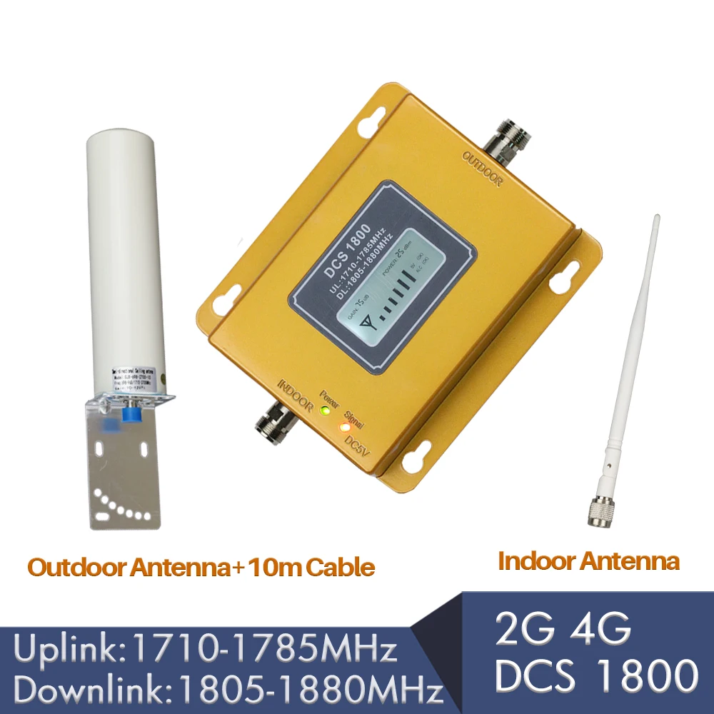 

4G LTE Mobile Phone Signal Repeater DCS 1800 MHz Cellular Signal Amplifier 60dB Gain LCD Display 2g signal booster antenna set