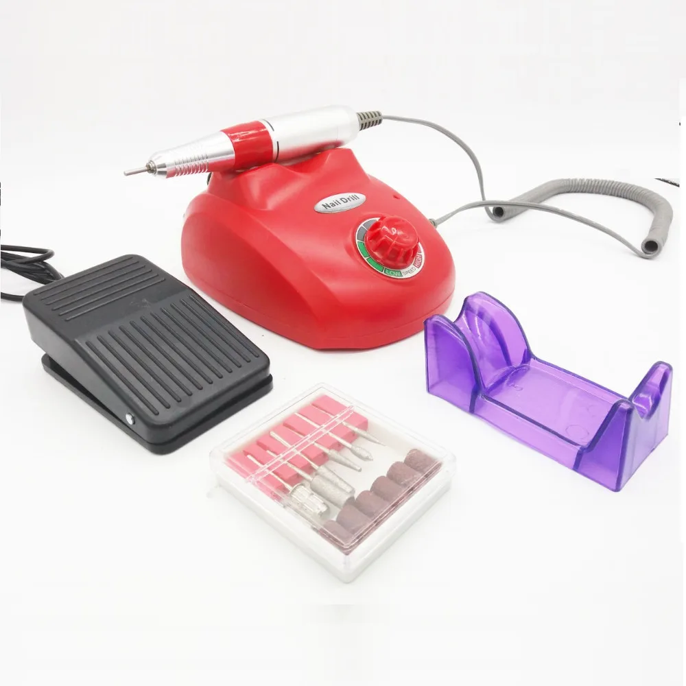 18W Electric Manicure Drill Nail Machine with 6 Drill Bits & Foot Pedal