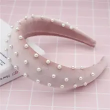 Трендовая Женская Роскошная бархатная жемчужная корона для волос, украшение для волос для девушек, аксессуары для волос, Свадебная вечеринка, диадема, повязка на голову, подарки