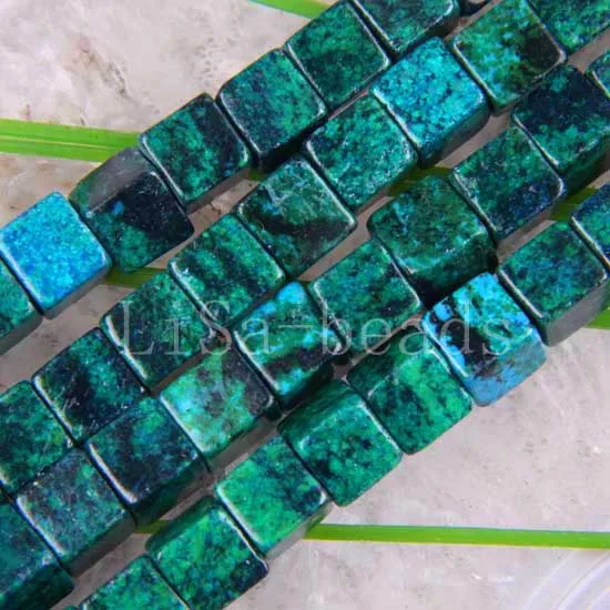 

Free Shipping New without tags Fashion Jewelry Cube 8MM Blue Brazilian Azurite Loose Beads Strand 16" RA460
