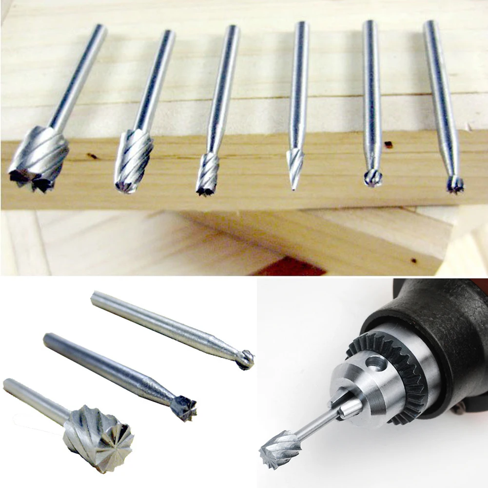 

6pcs rotary files Woodworking Drill Bits Set Cutting Tools for Woodworking Knife Wood Carving Tools Kit Wood Tools Accessories