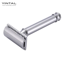 YINTAL, новинка, Мужская Ручная Безопасная бритва с двойными краями, латунный серебристый станок для бритья, Мужская Разобранная бритва, 1 Бритва