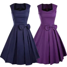 2016 frauen Bogen Vintage Kleid Sommer Sexy Abendkleid Retro Party Elegante Rockabilly 1950 s Schaukel Kleider 1143