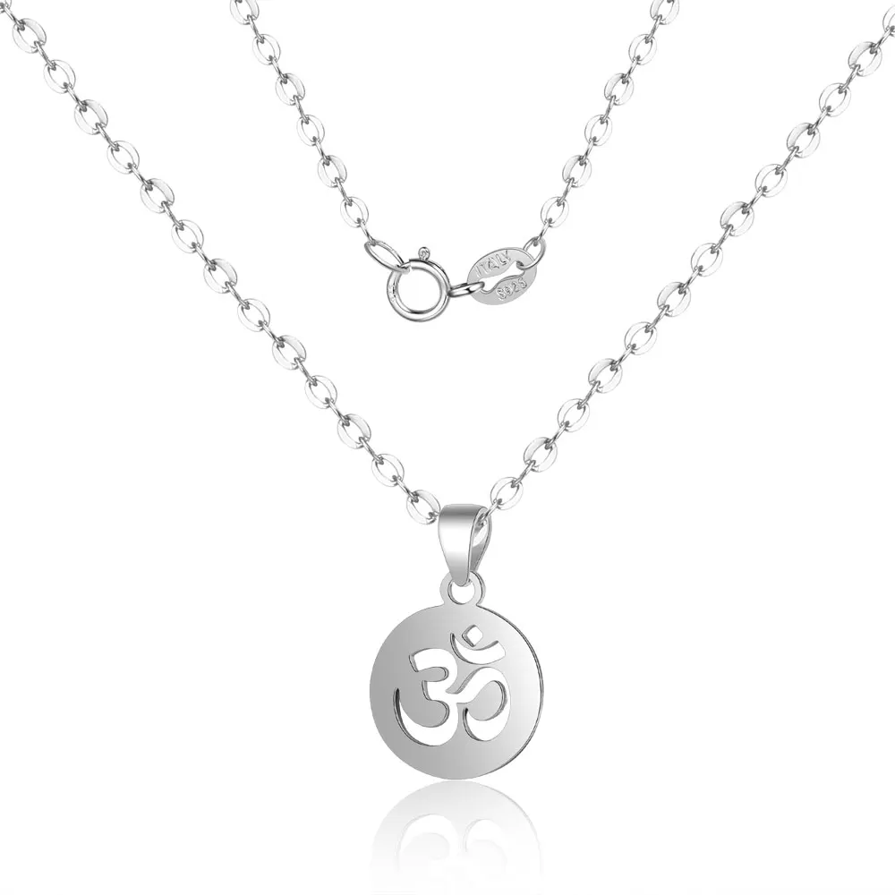 

Hot Sale 100% 925 Sterling Silver OM Yoga Pendant Necklace Choker For Women Jewelry Gifts Summer 40cm