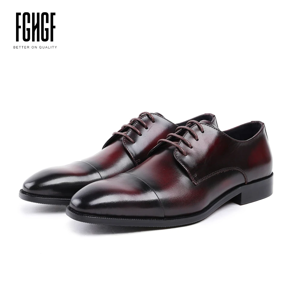Men's Derby Shoes Genuine Leather Cowhide Round Toe Office Style Dress Wedding Business 2018 New Lace-up | Обувь