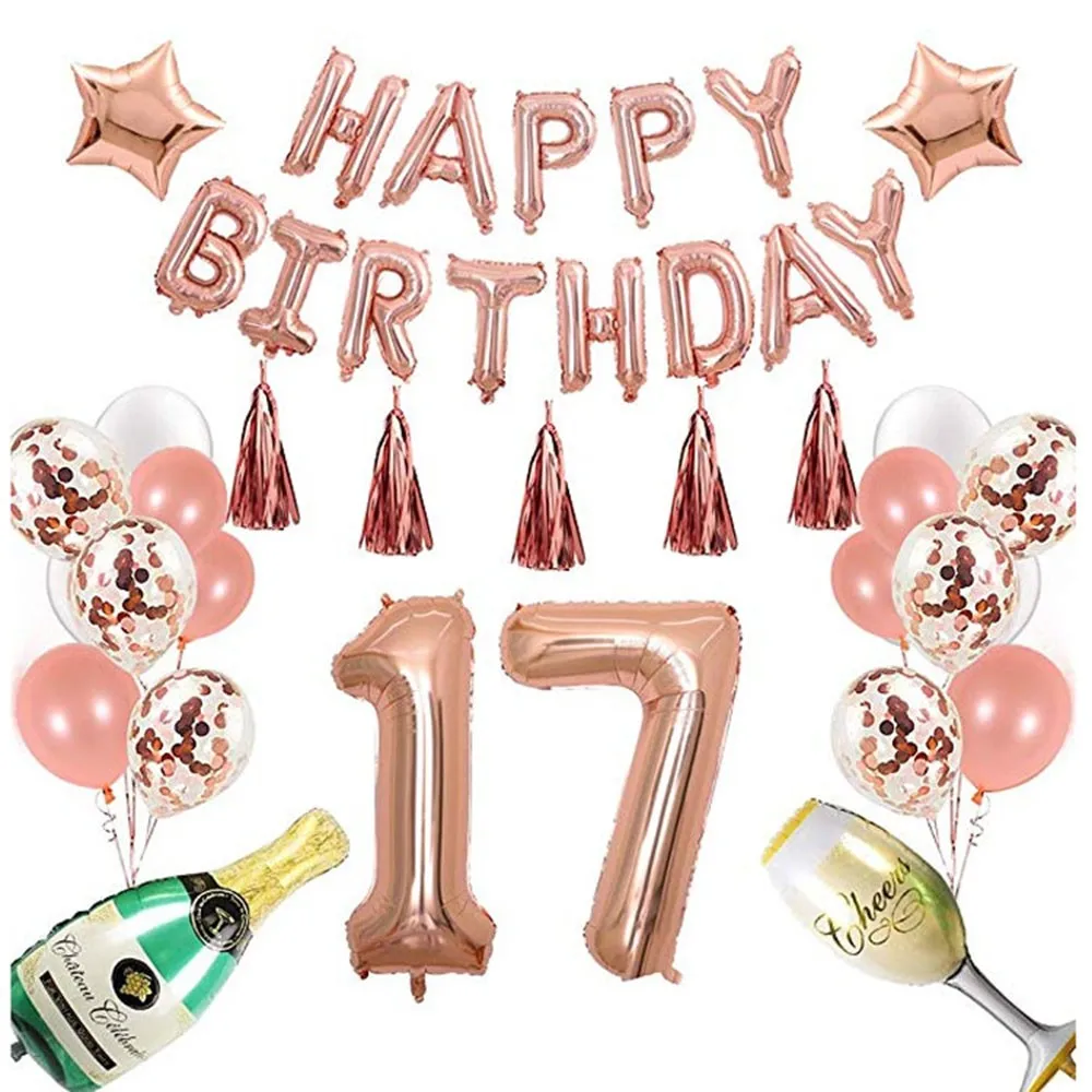 

Rose Gold Number Happy Birthday Confetti Balloons Happy Years Party Decorations Men Women Party Decor Supplies