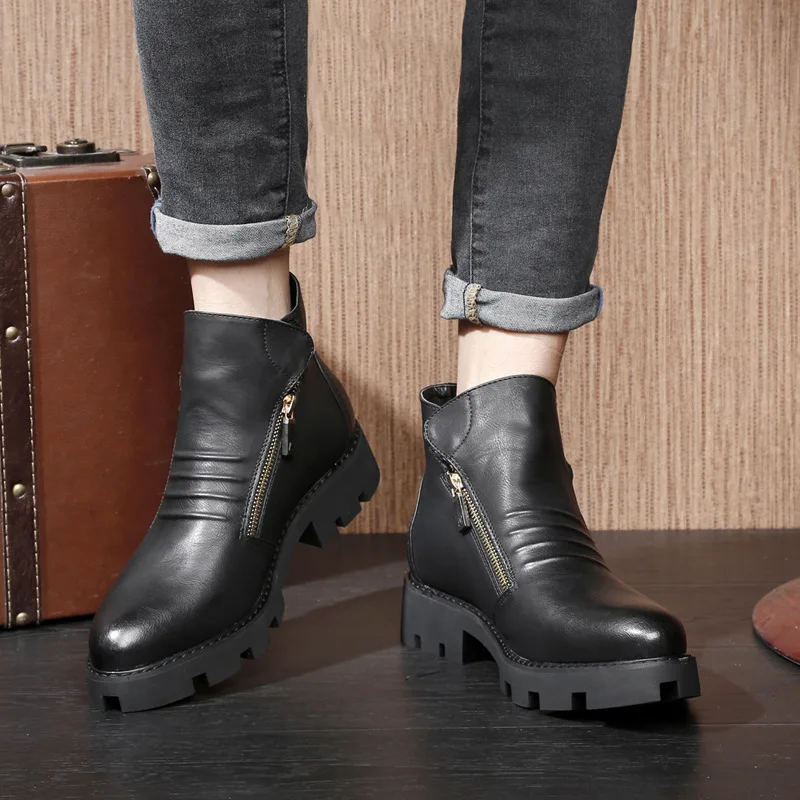 leather boots Martin boots men's shoes.