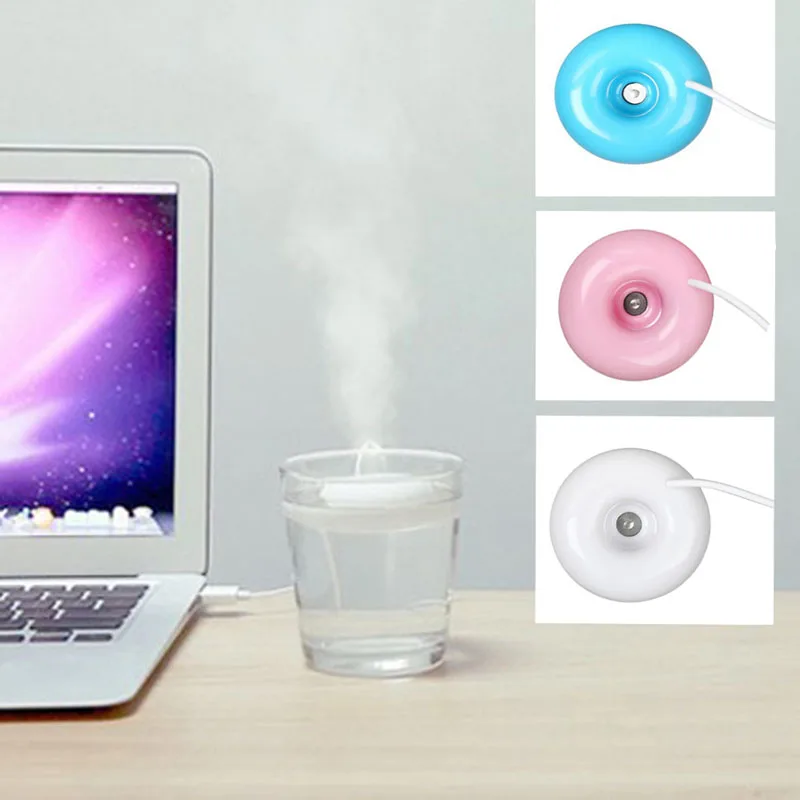 Mini USB Air Humidifier Donuts Purifier Aroma Diffuser Steam For Office Home